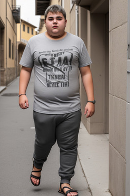 Italian teenager boy with  gray hair