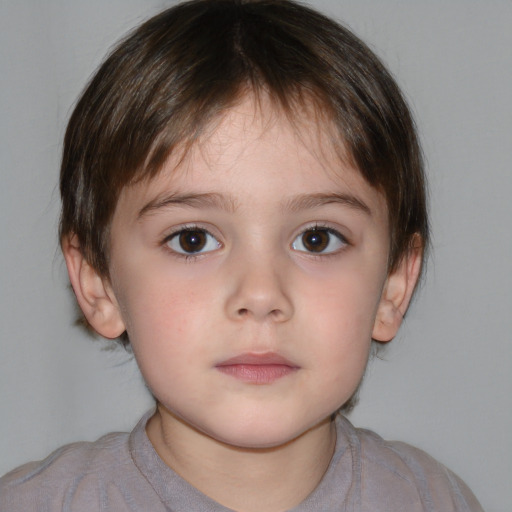 Neutral white child male with medium  brown hair and brown eyes