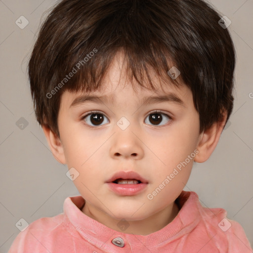 Neutral white child male with short  brown hair and brown eyes