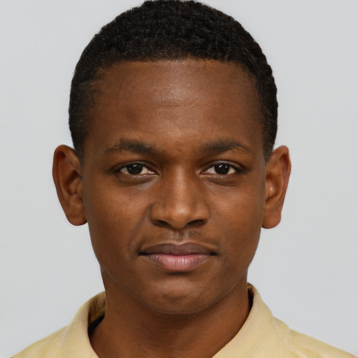 Neutral black young-adult male with short  brown hair and brown eyes