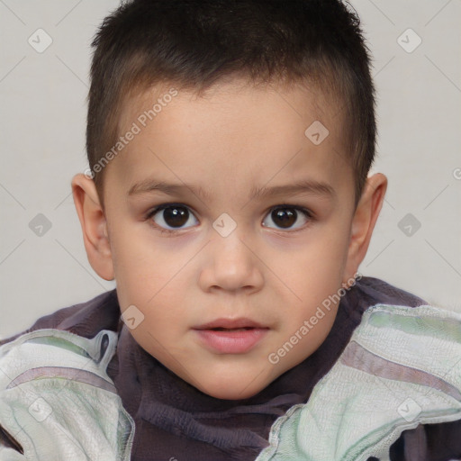 Neutral white child male with short  brown hair and brown eyes