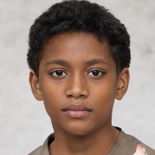Neutral black child male with short  brown hair and brown eyes