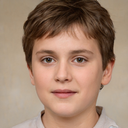 Neutral white child male with short  brown hair and brown eyes