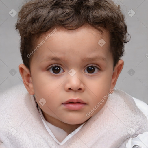 Neutral white child male with short  brown hair and brown eyes