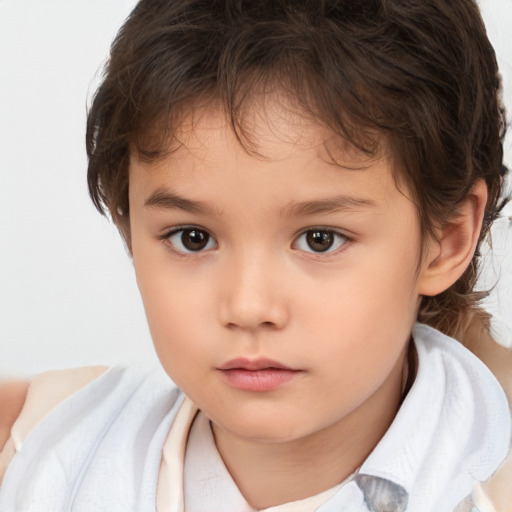 Neutral white child female with short  brown hair and brown eyes