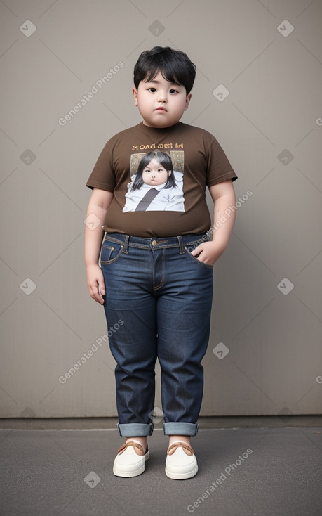 Korean child girl with  brown hair