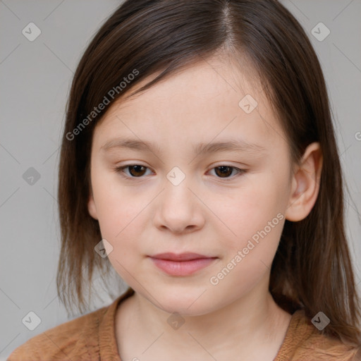 Neutral white child female with medium  brown hair and brown eyes