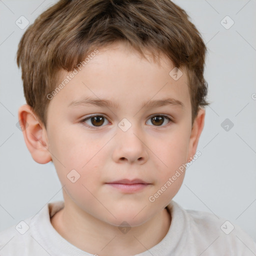 Neutral white child male with short  brown hair and brown eyes