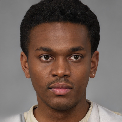 Neutral latino young-adult male with short  brown hair and brown eyes