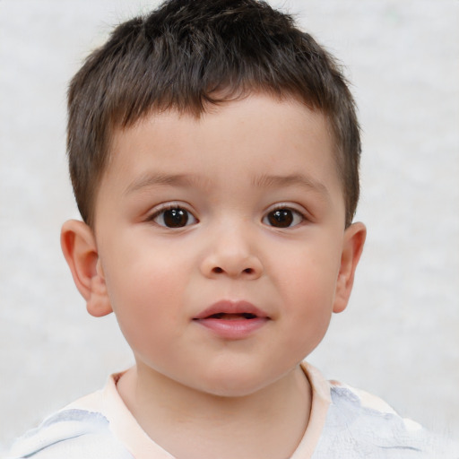 Neutral white child male with short  brown hair and brown eyes