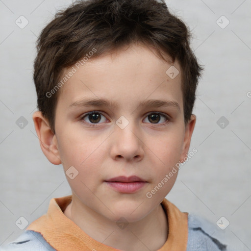 Neutral white child male with short  brown hair and brown eyes