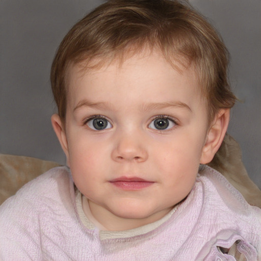 Neutral white child female with short  brown hair and brown eyes