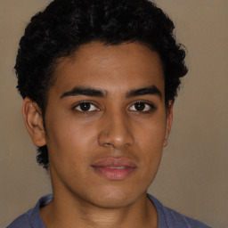 Neutral latino young-adult male with short  brown hair and brown eyes