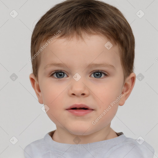 Neutral white child male with short  brown hair and brown eyes