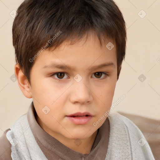 Neutral white child male with short  brown hair and brown eyes