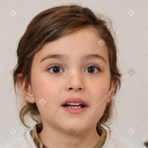 Neutral white child female with medium  brown hair and brown eyes