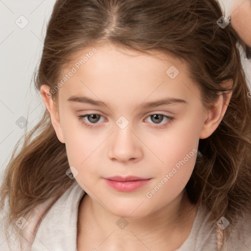 Neutral white child female with medium  brown hair and brown eyes