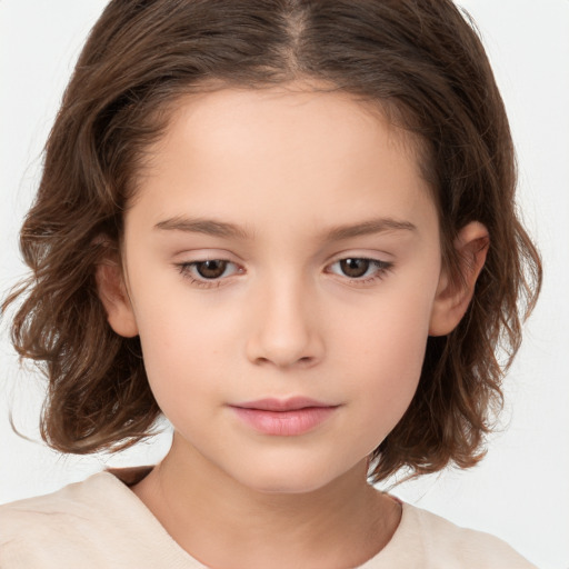 Neutral white child female with medium  brown hair and brown eyes