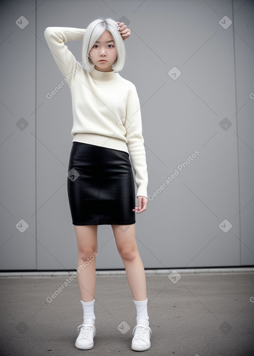 Japanese teenager girl with  white hair