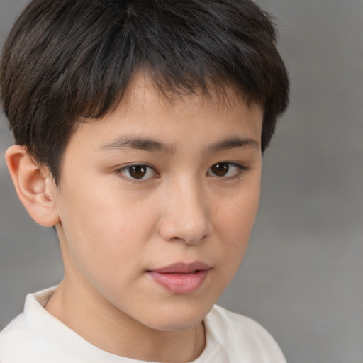 Neutral white child male with short  brown hair and brown eyes