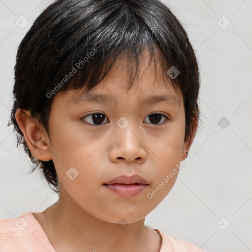 Neutral white child female with medium  brown hair and brown eyes