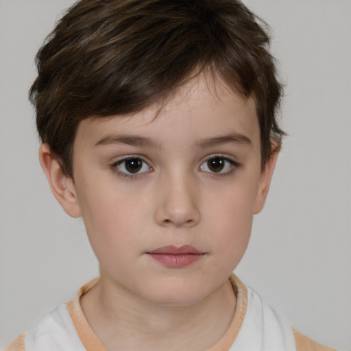 Neutral white child female with short  brown hair and brown eyes