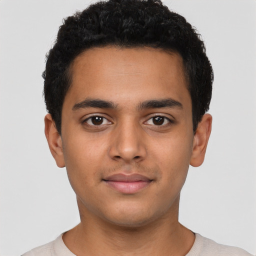 Neutral latino young-adult male with short  brown hair and brown eyes