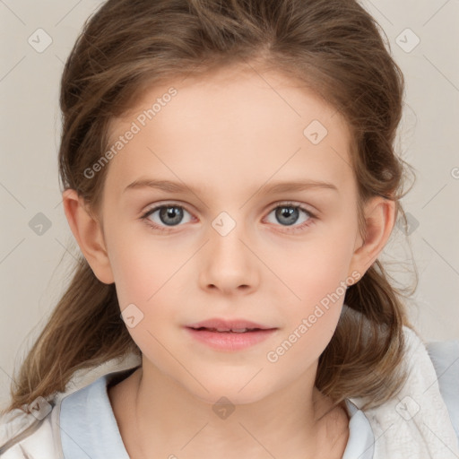 Neutral white child female with medium  brown hair and brown eyes