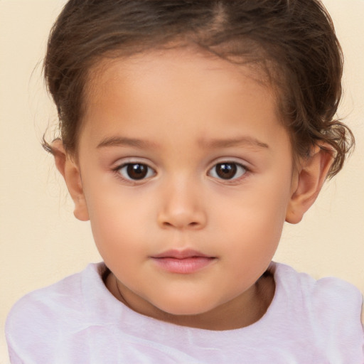 Neutral white child female with short  brown hair and brown eyes