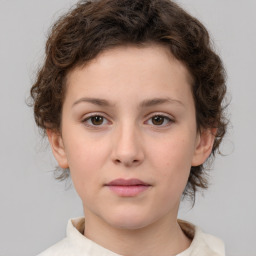 Neutral white child female with medium  brown hair and brown eyes