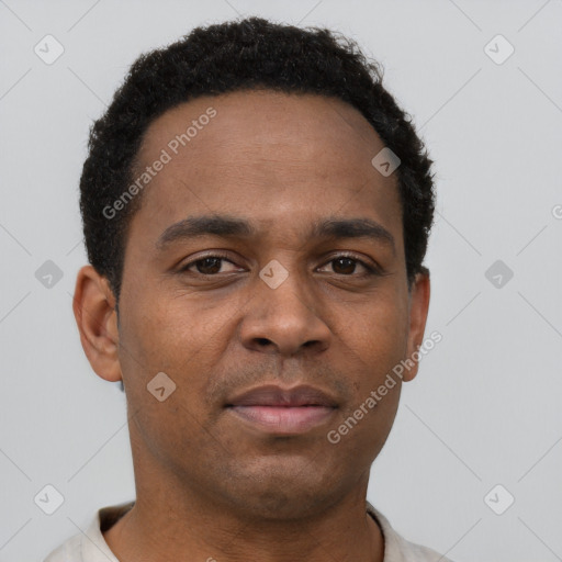 Neutral latino young-adult male with short  brown hair and brown eyes