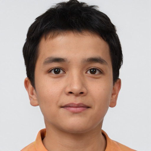 Neutral asian young-adult male with short  brown hair and brown eyes