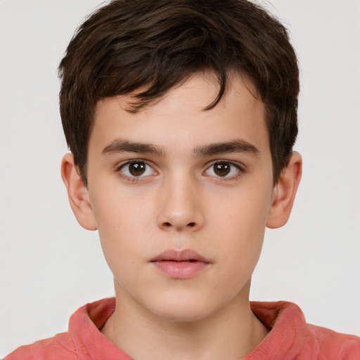 Neutral white child male with short  brown hair and brown eyes