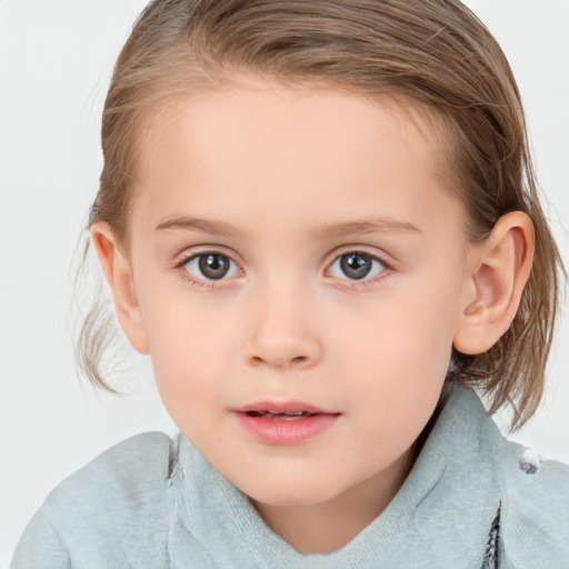 Neutral white child female with medium  brown hair and brown eyes