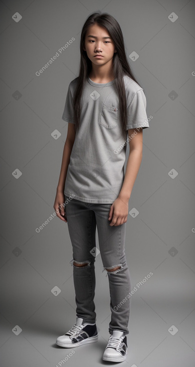 Mongolian teenager boy with  gray hair