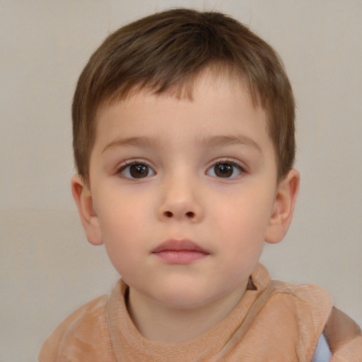 Neutral white child male with short  brown hair and brown eyes