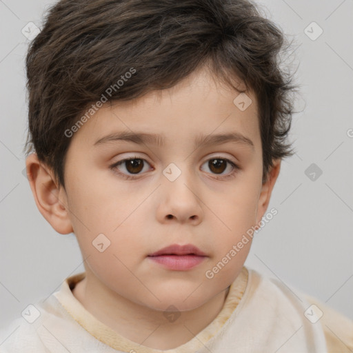 Neutral white child female with short  brown hair and brown eyes