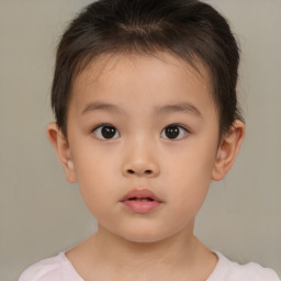 Neutral white child female with short  brown hair and brown eyes