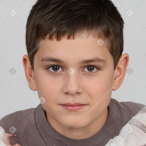 Neutral white child male with short  brown hair and brown eyes