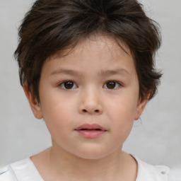 Neutral white child female with short  brown hair and brown eyes