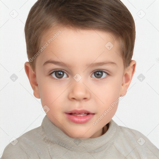 Neutral white child male with short  brown hair and brown eyes