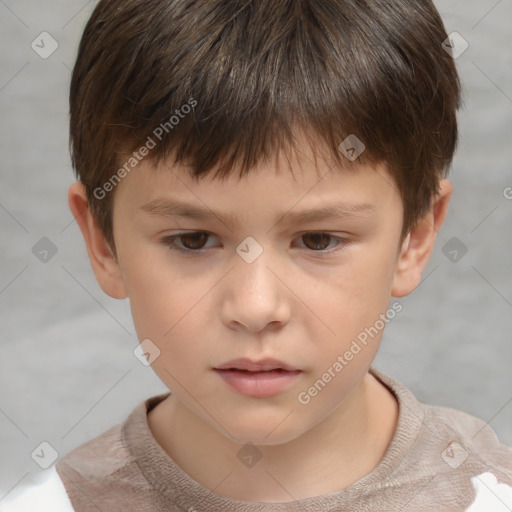 Neutral white child male with short  brown hair and brown eyes