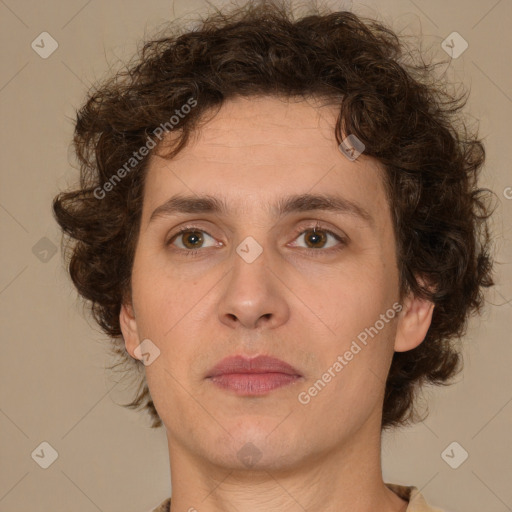 Neutral white young-adult male with medium  brown hair and brown eyes