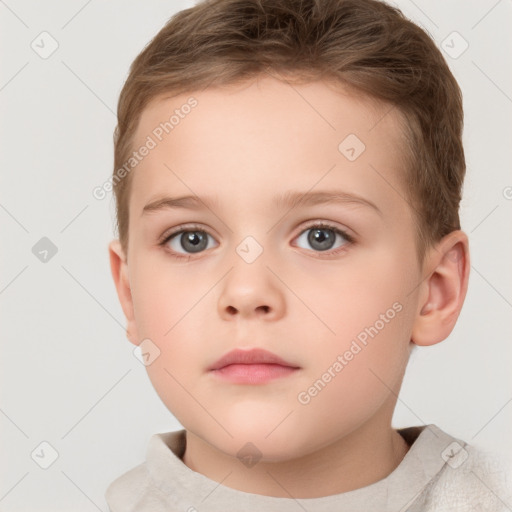 Neutral white child female with short  brown hair and brown eyes