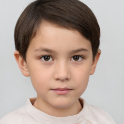 Neutral white child female with short  brown hair and brown eyes