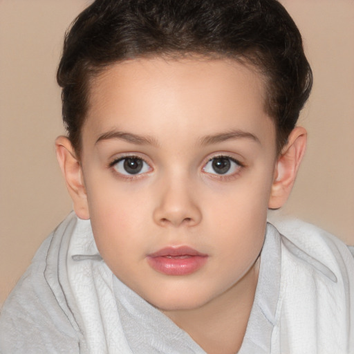 Neutral white child female with short  brown hair and brown eyes