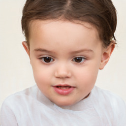 Neutral white child female with short  brown hair and brown eyes