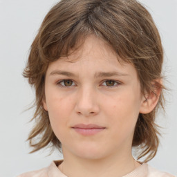 Neutral white child female with medium  brown hair and brown eyes