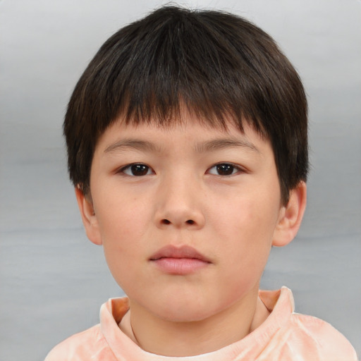Neutral white child male with short  brown hair and brown eyes