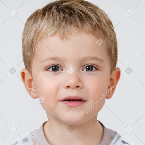 Neutral white child male with short  brown hair and brown eyes